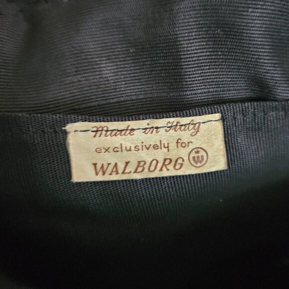 Vtg Walborg Italian Shoulder Purse, Black Leather with braiding Whimsigoth Boho - Picture 2 of 6